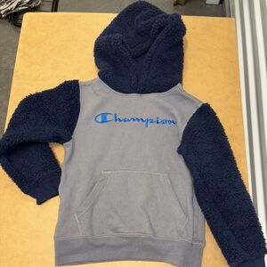 Champion Kids' Gray and Navy Fleece Hoodie
